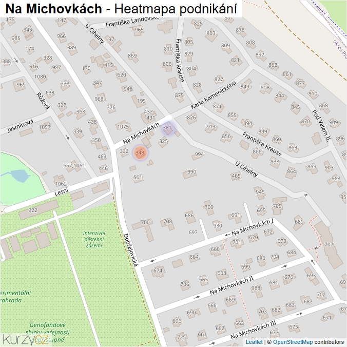 Mapa Na Michovkách - Firmy v ulici.