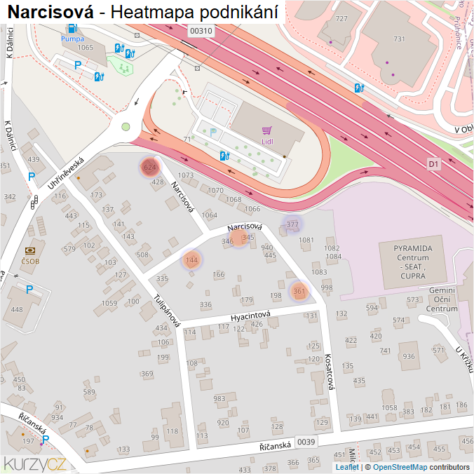 Mapa Narcisová - Firmy v ulici.