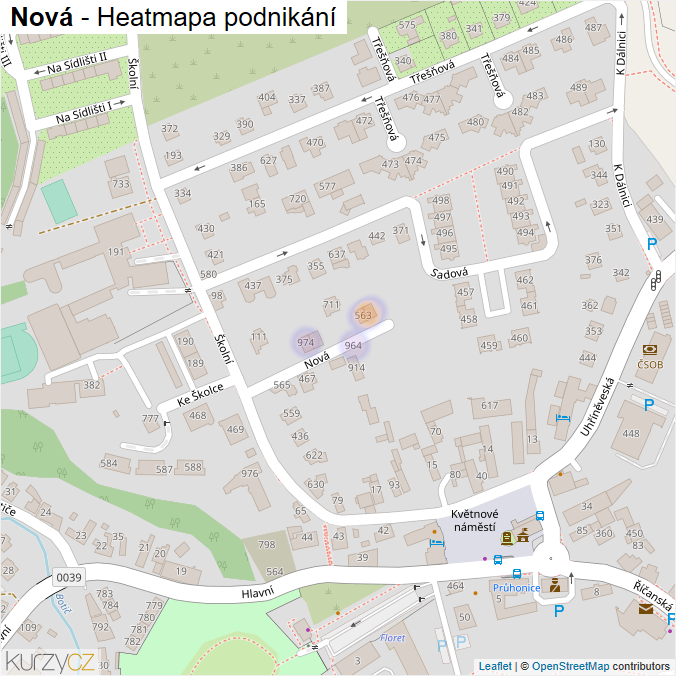 Mapa Nová - Firmy v ulici.