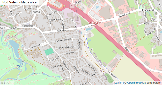 Pod Valem - mapa ulice