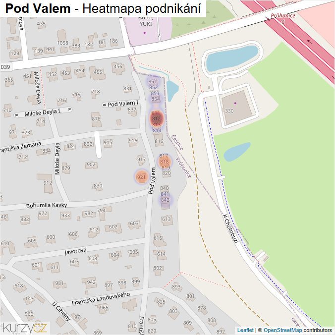 Mapa Pod Valem - Firmy v ulici.