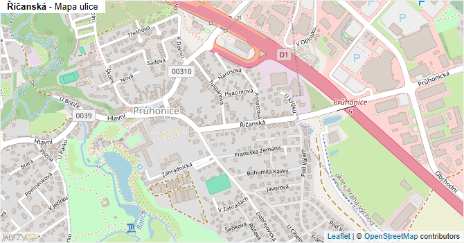 Říčanská - mapa ulice