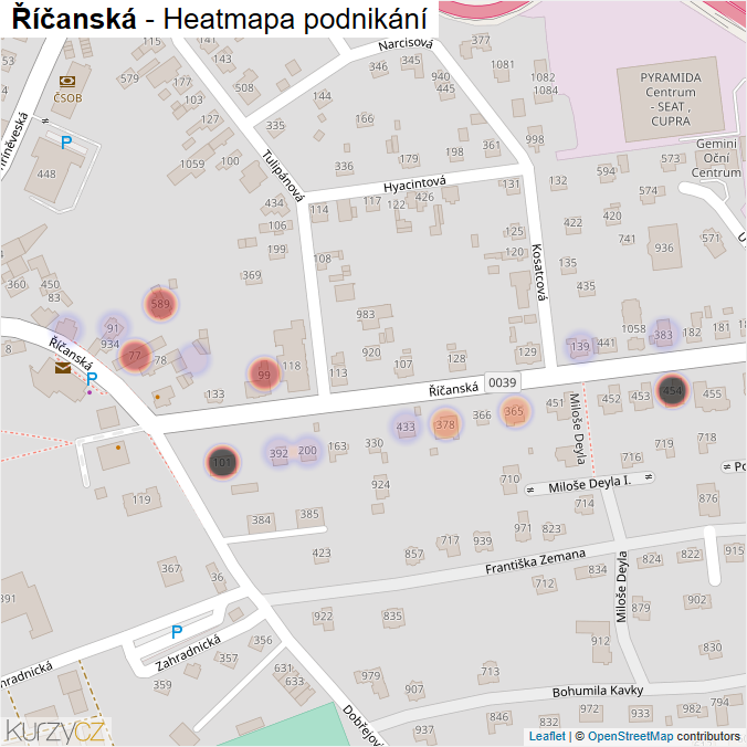 Mapa Říčanská - Firmy v ulici.