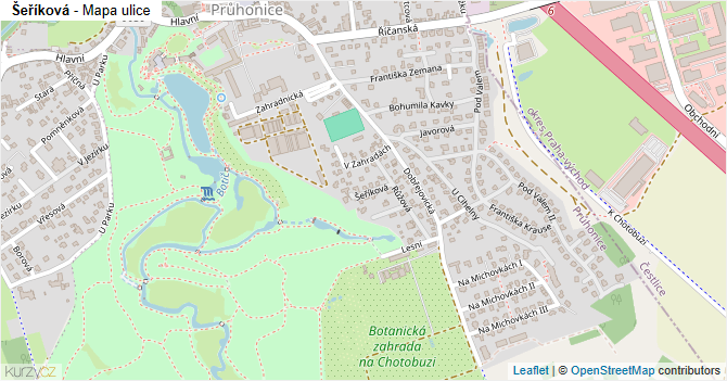 Šeříková - mapa ulice