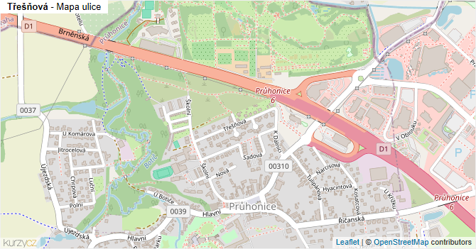 Třešňová - mapa ulice