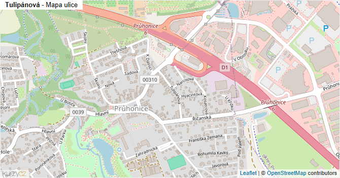 Tulipánová - mapa ulice