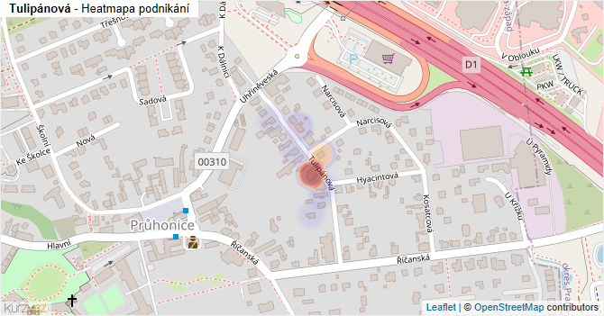 Tulipánová - mapa podnikání