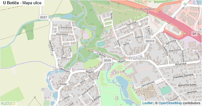 U Botiče - mapa ulice