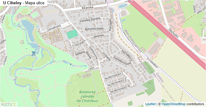 U Cihelny - mapa ulice