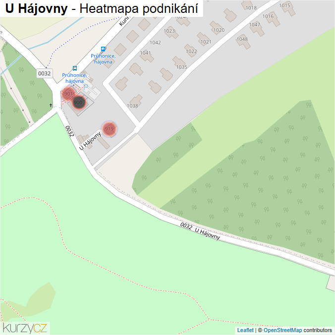 Mapa U Hájovny - Firmy v ulici.