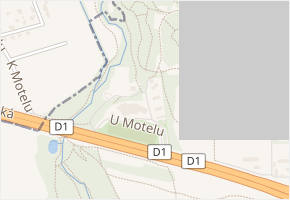U motelu v obci Průhonice - mapa ulice