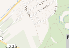 U Parku v obci Průhonice - mapa ulice