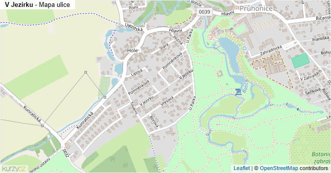 V Jezírku - mapa ulice