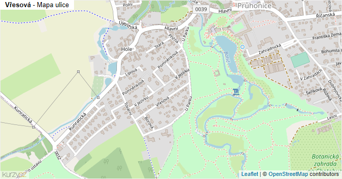 Vřesová - mapa ulice