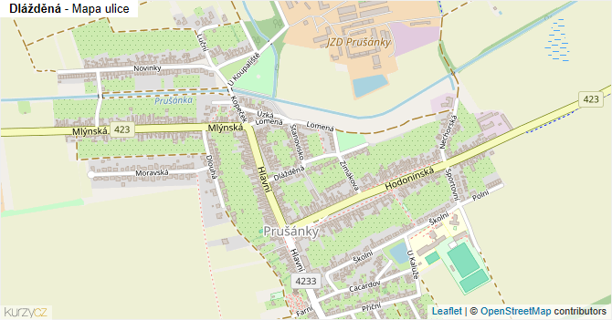 Dlážděná - mapa ulice