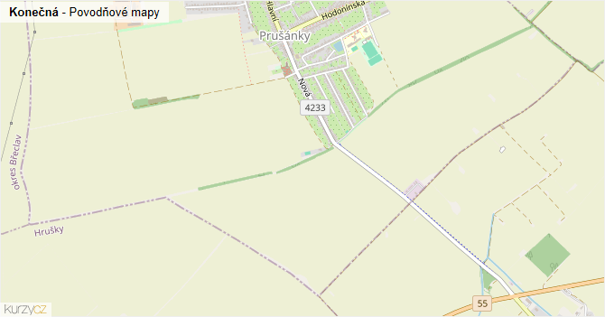 Konečná - záplavové mapy stoleté vody