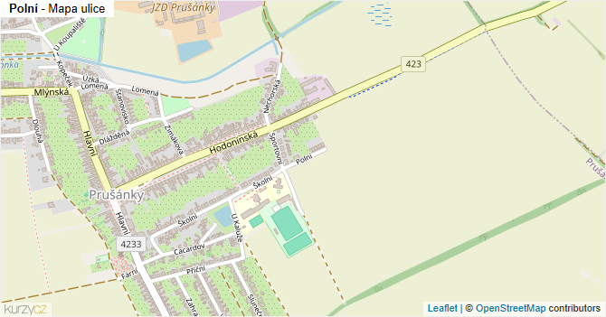 Polní - mapa ulice