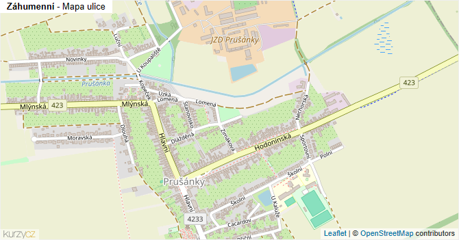 Záhumenní - mapa ulice