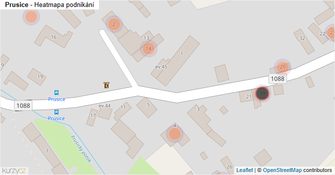 Prusice - mapa podnikání