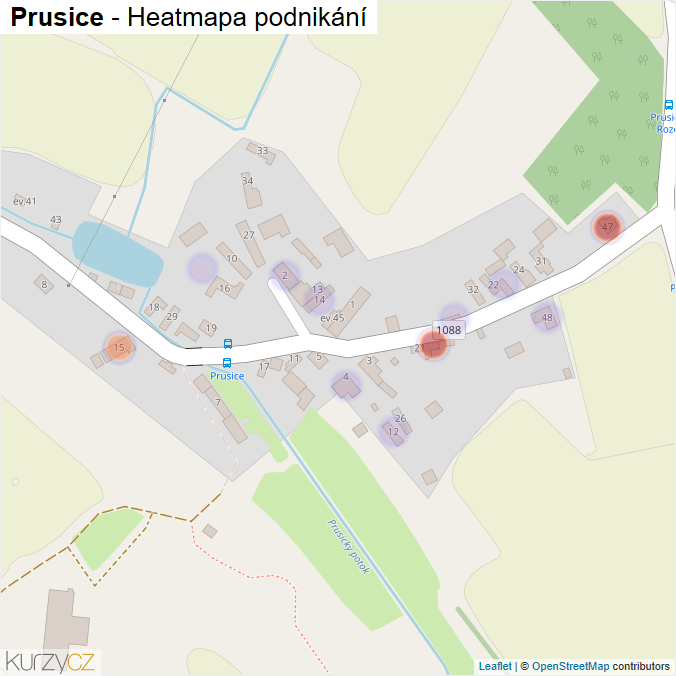 Mapa Prusice - Firmy v části obce.