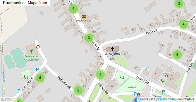 Prusinovice - mapa firem