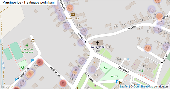 Prusinovice - mapa podnikání