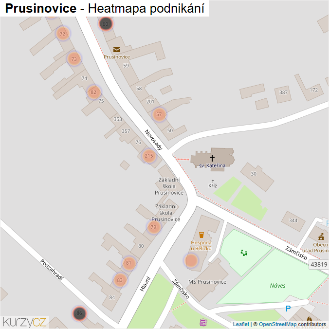 Mapa Prusinovice - Firmy v obci.