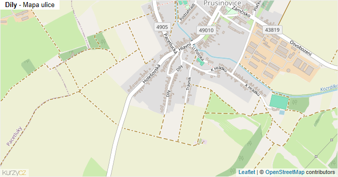 Díly - mapa ulice