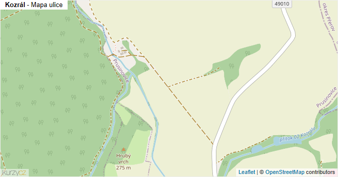 Kozrál - mapa ulice