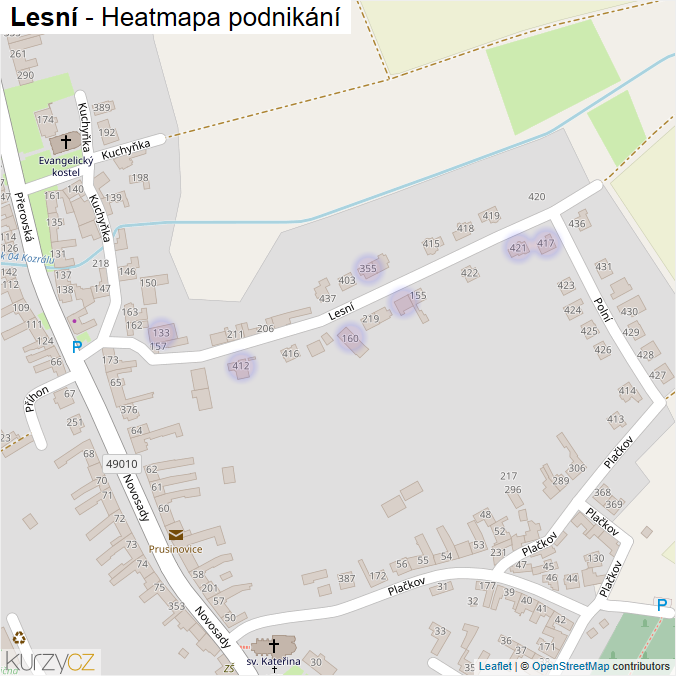 Mapa Lesní - Firmy v ulici.