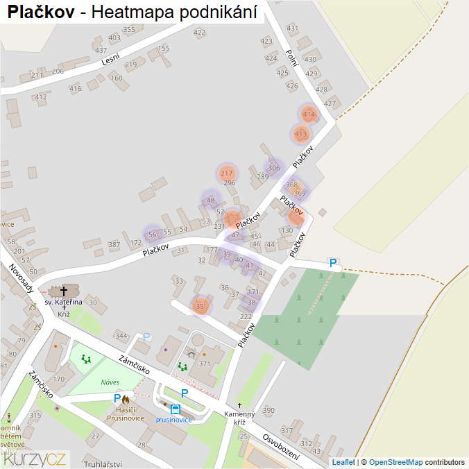Mapa Plačkov - Firmy v ulici.