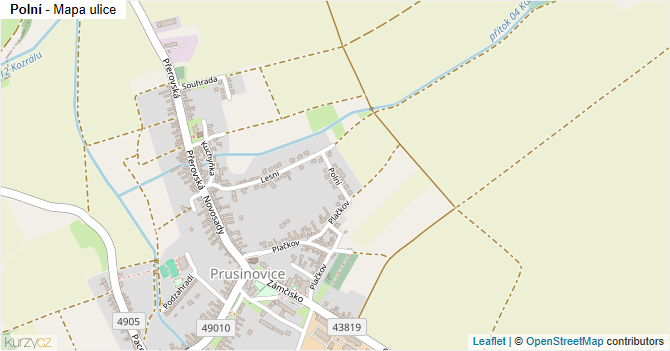 Polní - mapa ulice