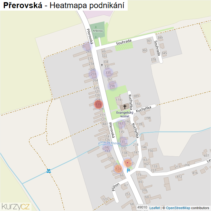 Mapa Přerovská - Firmy v ulici.