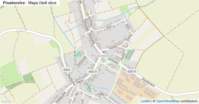 Prusinovice - mapa části obce