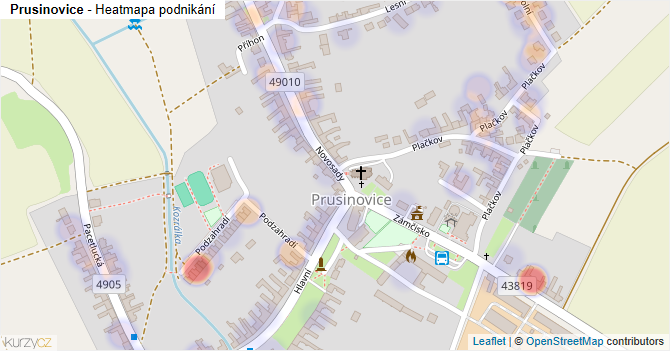 Prusinovice - mapa podnikání