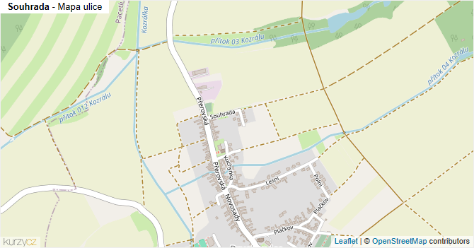 Souhrada - mapa ulice