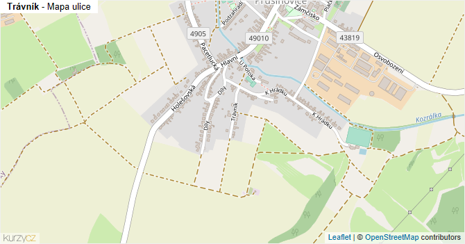Trávník - mapa ulice