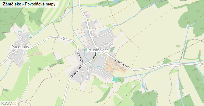 Zámčisko - záplavové mapy stoleté vody