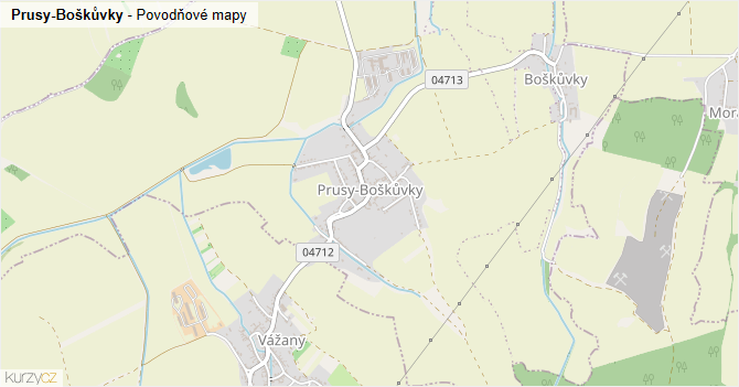 Prusy-Boškůvky - záplavové mapy stoleté vody