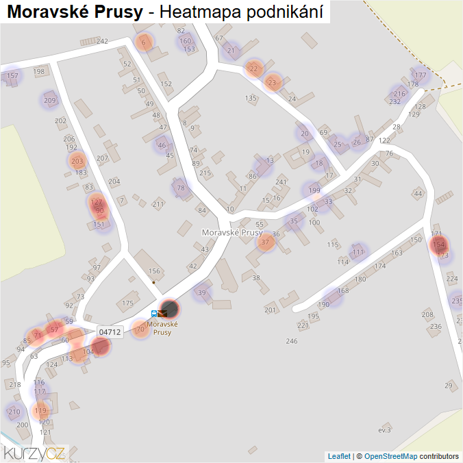 Mapa Moravské Prusy - Firmy v části obce.