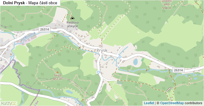 Dolní Prysk - mapa části obce