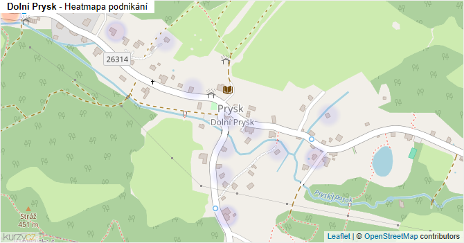 Dolní Prysk - mapa podnikání
