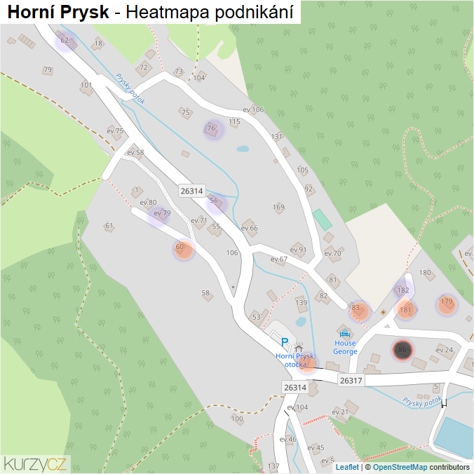 Mapa Horní Prysk - Firmy v části obce.