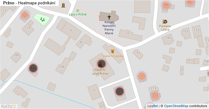 Pržno - mapa podnikání