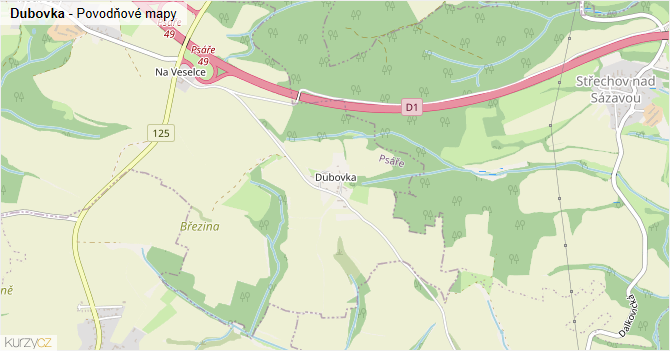 Dubovka - záplavové mapy stoleté vody