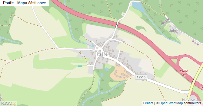 Psáře - mapa části obce