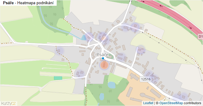 Psáře - mapa podnikání