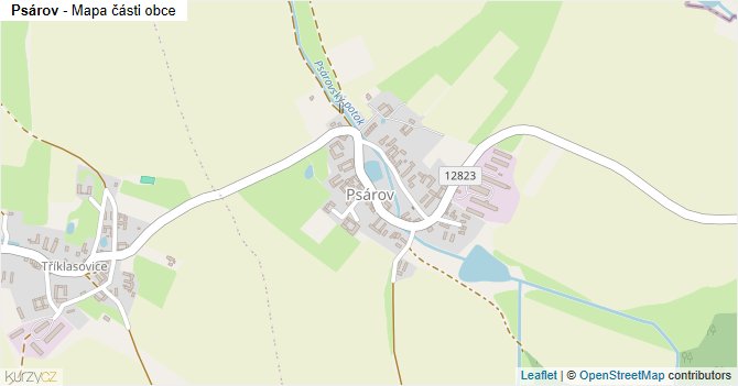 Psárov - mapa části obce