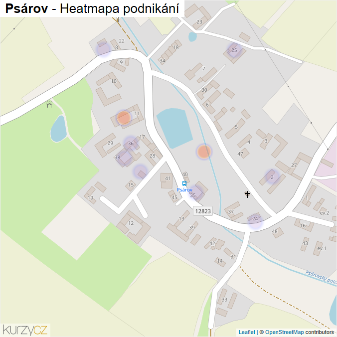 Mapa Psárov - Firmy v části obce.