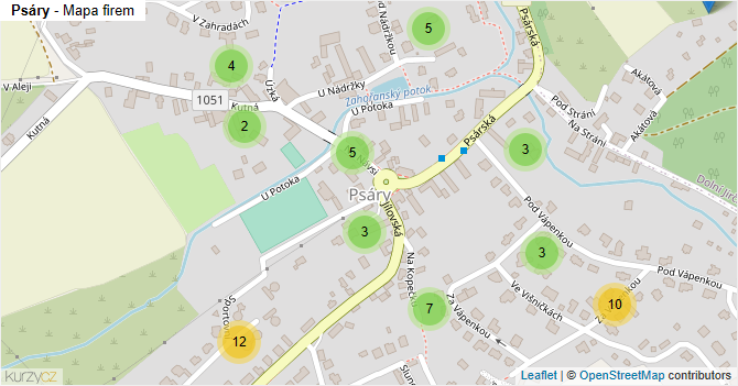 Psáry - mapa firem